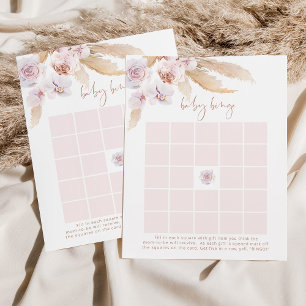 Boho pampas baby bingo game