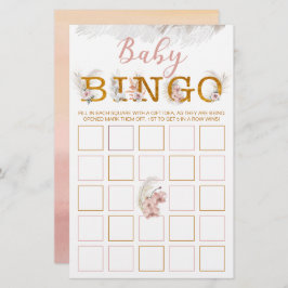 Boho Pampas Baby shower Bingo Game Kaart