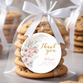 Boho Pampas Baby shower Dank u Sticker