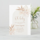 Boho Pampas Baby shower Girl Invitation Kaart (Staand voorkant)