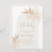 Boho Pampas Baby shower Girl Invitation Kaart (Voorkant / Achterkant)