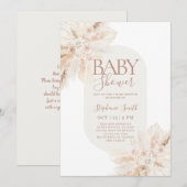 Boho Pampas Baby shower Girl Invitation Kaart (Voorkant / Achterkant)