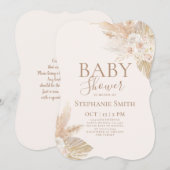 Boho Pampas Baby shower Girl Invitation Kaart (Voorkant / Achterkant)