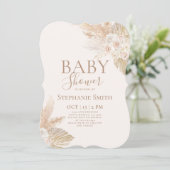 Boho Pampas Baby shower Girl Invitation Kaart (Staand voorkant)