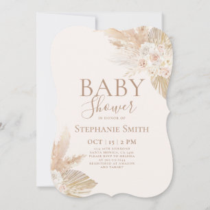Boho Pampas Baby shower Girl Invitation Kaart