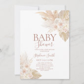 Boho Pampas Baby shower Girl Invitation Kaart (Voorkant)