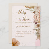 Boho Pampas Baby Shower Invitation ,Neutral Modern Kaart (Voorkant / Achterkant)