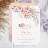 Boho Pampas Baby shower Nodig Blush Bloemen uit Kaart