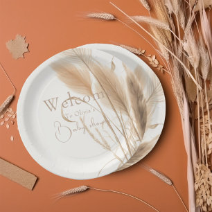 Boho Pampas Baby shower Papieren Bordje