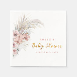 Boho Pampas Baby shower servetten roze meisje