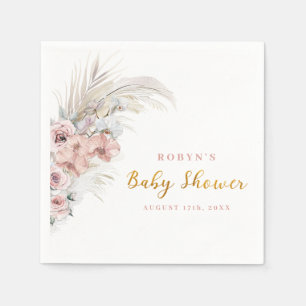 Boho Pampas Baby shower servetten roze meisje