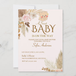 Boho Pampas baby shower uitnodiging