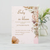 Boho Pampas Baby Shower Uitnodiging, Modern Neutra Kaart (Staand voorkant)