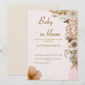 Boho Pampas Baby Shower Uitnodiging, Modern Neutra Kaart (Voorkant / Achterkant)