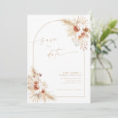 Boho Pampas Beige Grass Save the Date Kaart (Staand voorkant)