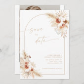 Boho Pampas Beige Grass Save the Date Kaart (Voorkant / Achterkant)