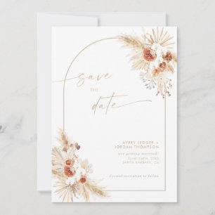 Boho Pampas Beige Grass Save the Date Kaart