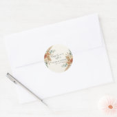 Boho Pampas Bloem Bruiloft Klassieke Ronde Sticker (Envelop)