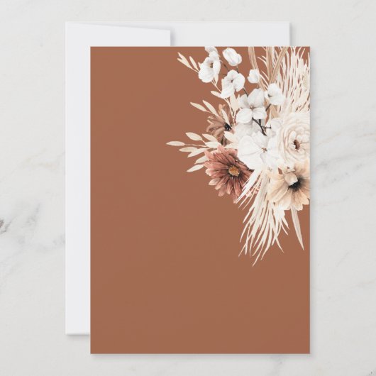 Boho Pampas Bloem Nummerkaartje Kaart (Achterkant)