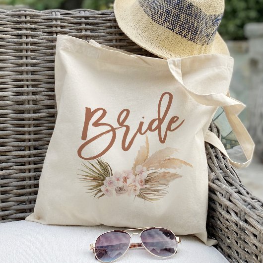 Boho Pampas Bloemachtige Bruid Tote Bag