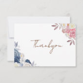 Boho Pampas Bloemen Blauw & roze Baby shower Dank  Bedankkaart (Achterkant)