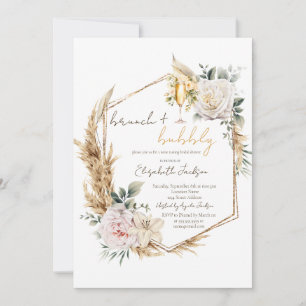 Boho Pampas Bloemen Brunch & Mousserende Wijn Brui Kaart