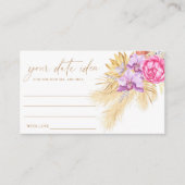 Boho Pampas Bloemen Date night ideeën \ Date jar Informatiekaartje (Voorkant)