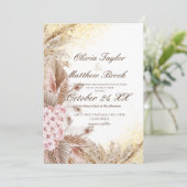Boho Pampas Bloemen Gras Bruiloft Kaart (Staand voorkant)