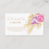 Boho Pampas Bloemen Recept voor de aanstaande brui Informatiekaartje (Voorkant)