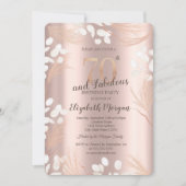 Boho Pampas Bloemen Roze Goud 70e Verjaardag Kaart (Voorkant)