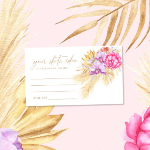 Boho Pampas bloemendate night ideeën \ Date jar Informatiekaartje