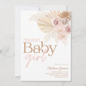 Boho pampas bloemenmeisje baby shower kaart (Voorkant)