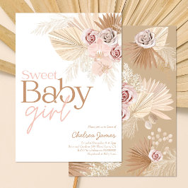 Boho pampas bloemenmeisje baby shower kaart