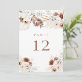 Boho Pampas Bloemtafel Nummer Kaart (Staand voorkant)