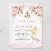 Boho Pampas Blonde Girl Eerste Uitnodiging (Voorkant)