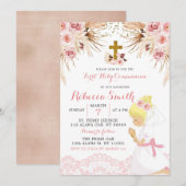 Boho Pampas Blonde Girl Eerste Uitnodiging (Voorkant / Achterkant)