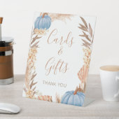 Boho Pampas blue Pumpkin cards & gifts sign Reclamebord Met Voetstuk (Insitu)