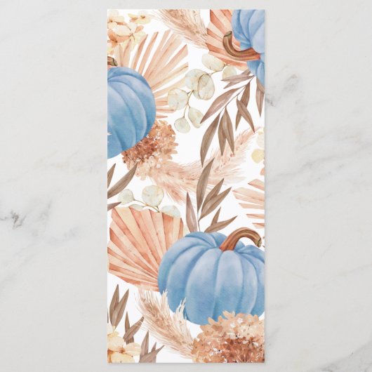 Boho Pampas blue Pumpkin Menu (Achterkant)