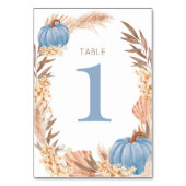 Boho Pampas blue Pumpkin Table number Kaart (Voorkant)