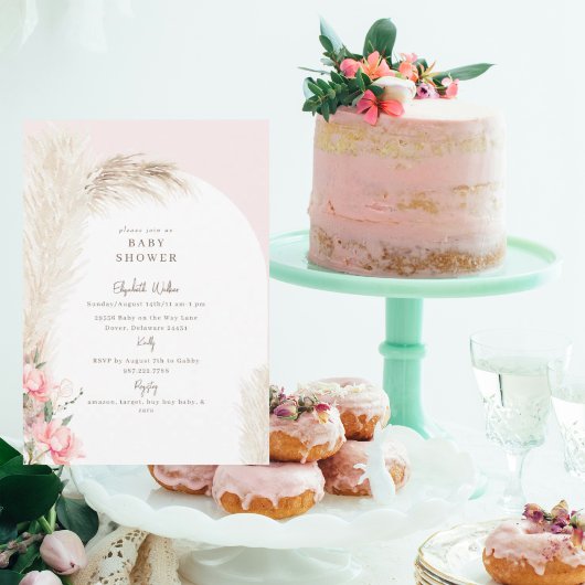 Boho Pampas Blush Baby shower Kaart