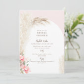 Boho Pampas Blush Bruiloftsfeest Kaart (Staand voorkant)