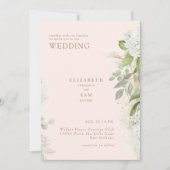 Boho Pampas Blush Witte Hydraneas Wedding Kaart (Voorkant)