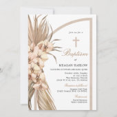 Boho Pampas Bohemian Baptism Celebration Kaart (Voorkant)