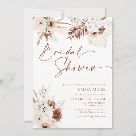 Boho Pampas Bridal Shower Kaart (Voorkant)