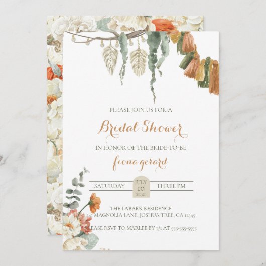 Boho Pampas Bridal Shower Kaart (Voorkant / Achterkant)