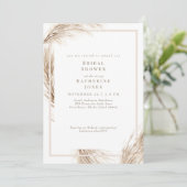 Boho Pampas Bruiloftsborrel Kaart (Staand voorkant)