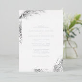 Boho Pampas Bruiloftszilver Folie Uitnodiging (Staand Voorkant)