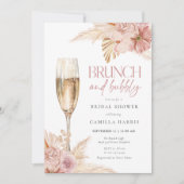 Boho Pampas Brunch Bubble Bridal Shower Invitation Kaart (Voorkant)