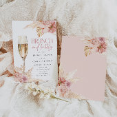 Boho Pampas Brunch Bubble Bridal Shower Invitation Kaart