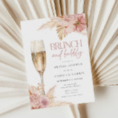 Boho Pampas Brunch Bubble Bridal Shower Invitation Kaart